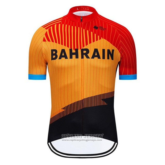 2020 Cycling Jersey Bahrain Orange Black Short Sleeve And Bib Short